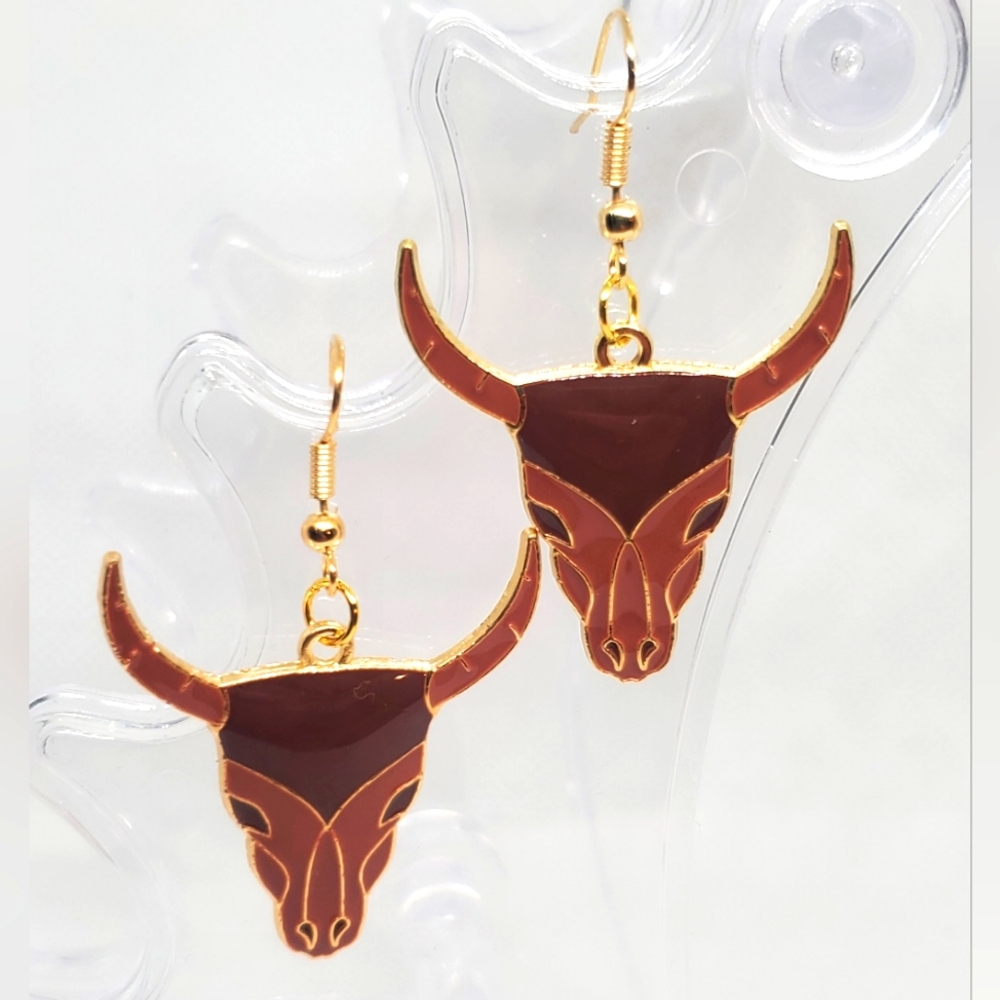 7/$10 Brown Skull Earrings, New